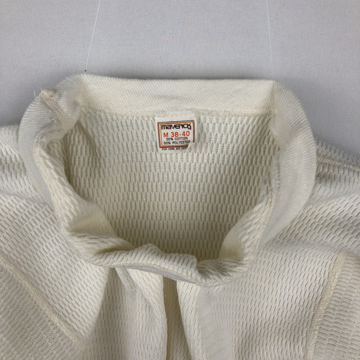 80'S Maverick Thermal Long-Sleeve T-Shirt, Honeycomb Pattern, Made in USA, Men's Size M (Equivalent), Vintage cotton white type Vintage Second Hand