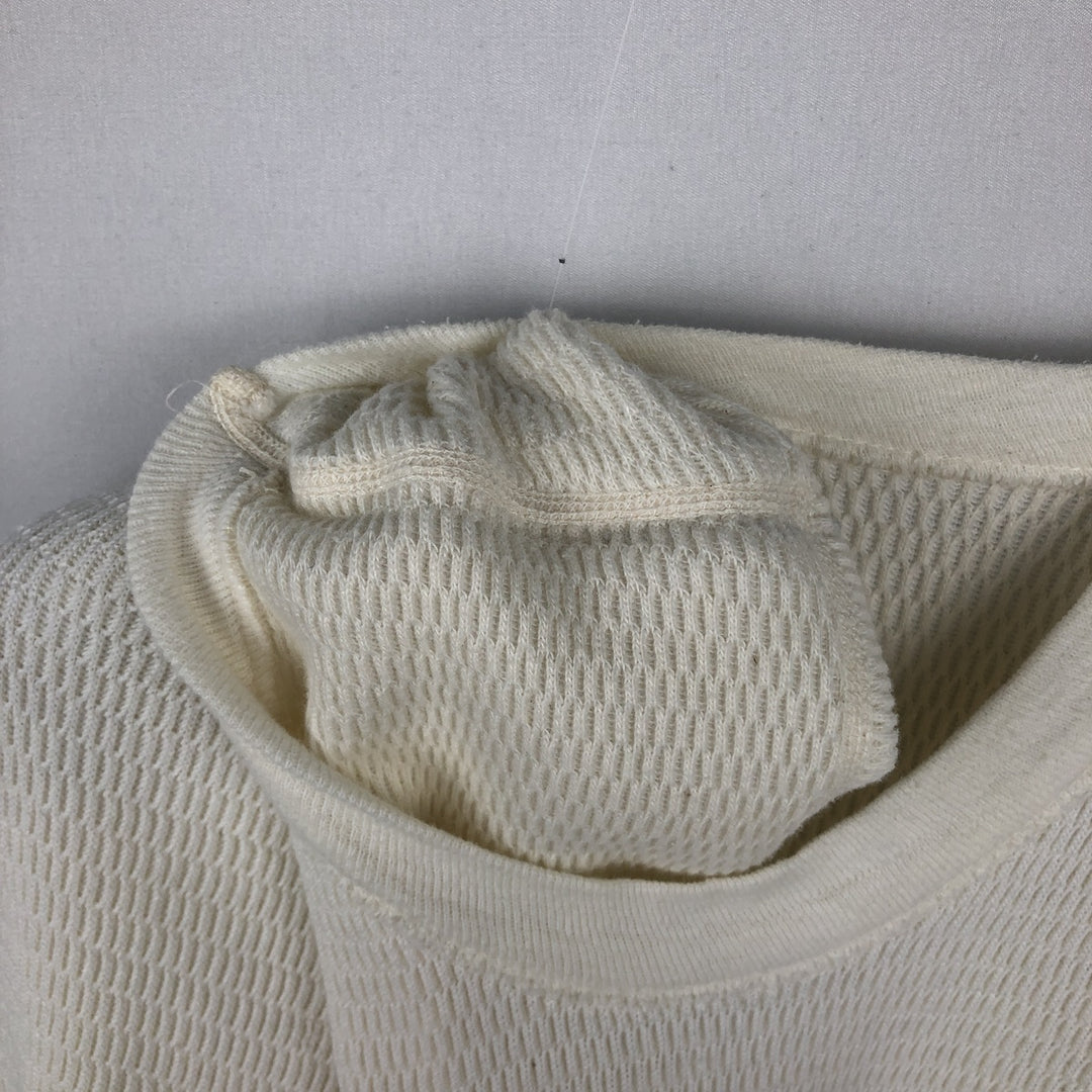 80'S Maverick Thermal Long-Sleeve T-Shirt, Honeycomb Pattern, Made in USA, Men's Size M (Equivalent), Vintage cotton white type Vintage Second Hand