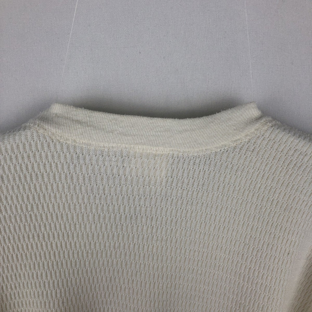 80'S Maverick Thermal Long-Sleeve T-Shirt, Honeycomb Pattern, Made in USA, Men's Size M (Equivalent), Vintage cotton white type Vintage Second Hand