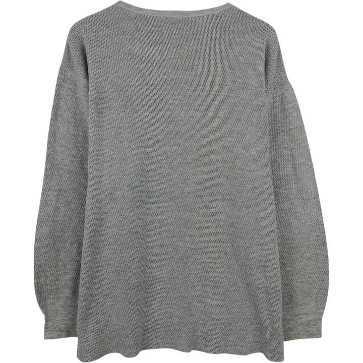 JEMORGAN Thermal Long-Sleeve T-Shirt, Honeycomb Pattern, Made in USA, Men's Size XL (approx.) cotton gray type Vintage Second Hand
