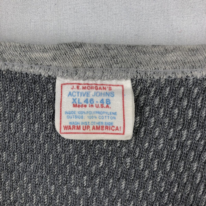 JEMORGAN Thermal Long-Sleeve T-Shirt, Honeycomb Pattern, Made in USA, Men's Size XL (approx.) cotton gray type Vintage Second Hand