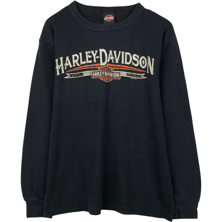 Harley-Davidson Thermal Long-Sleeve T-Shirt, Honeycomb Pattern, Men's Size M (equivalent) cotton black type Vintage Second Hand