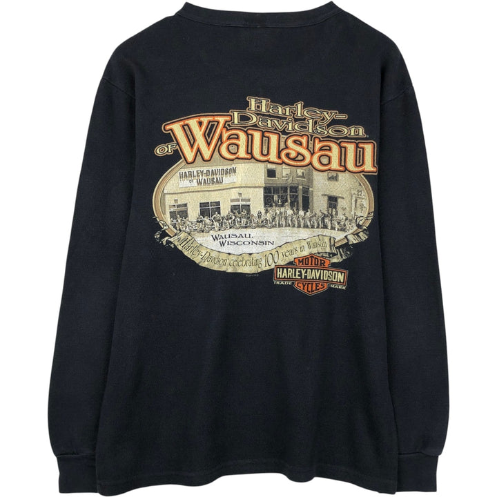 Harley-Davidson Thermal Long-Sleeve T-Shirt, Honeycomb Pattern, Men's Size M (equivalent) cotton black type Vintage Second Hand