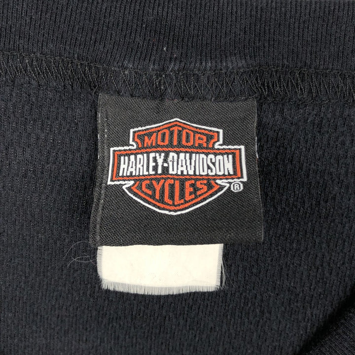 Harley-Davidson Thermal Long-Sleeve T-Shirt, Honeycomb Pattern, Men's Size M (equivalent) cotton black type Vintage Second Hand