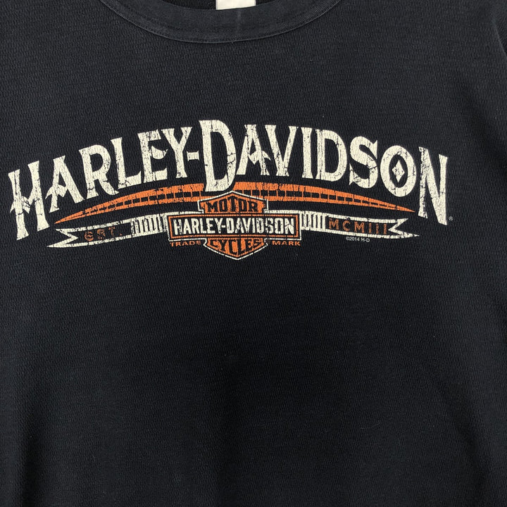 Harley-Davidson Thermal Long-Sleeve T-Shirt, Honeycomb Pattern, Men's Size M (equivalent) cotton black type Vintage Second Hand