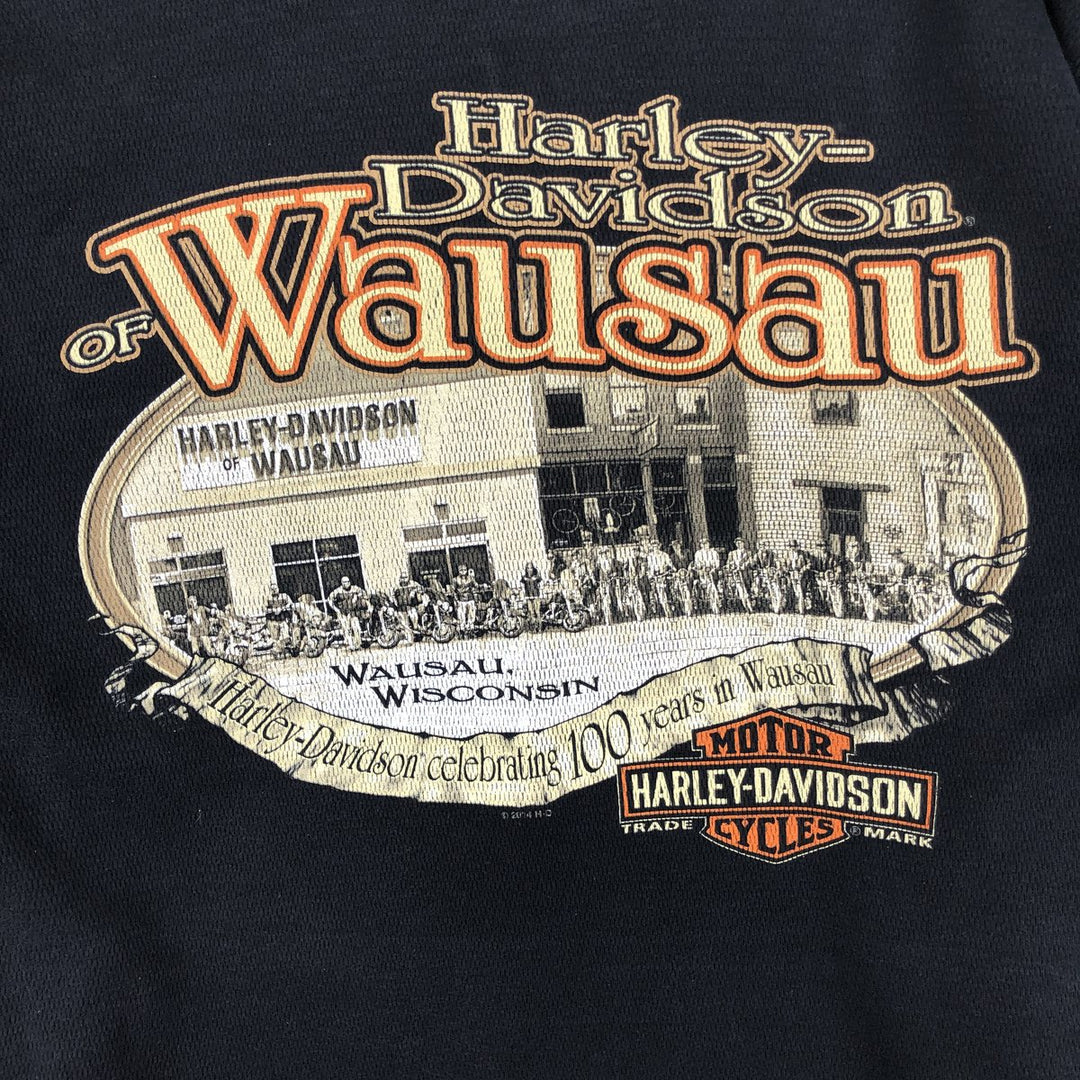 Harley-Davidson Thermal Long-Sleeve T-Shirt, Honeycomb Pattern, Men's Size M (equivalent) cotton black type Vintage Second Hand