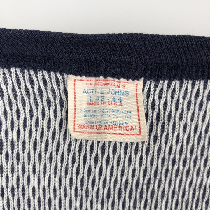 1980'S JEMORGAN Thermal Long-Sleeve T-Shirt, Honeycomb Pattern, Made in USA, Men's Size L (Equivalent), Vintage cotton navy blue type Vintage Second Hand
