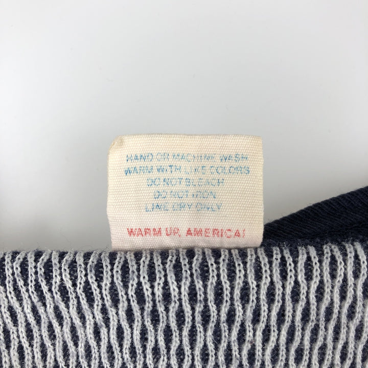 1980'S JEMORGAN Thermal Long-Sleeve T-Shirt, Honeycomb Pattern, Made in USA, Men's Size L (Equivalent), Vintage cotton navy blue type Vintage Second Hand