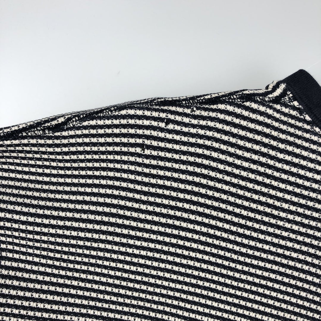 Ralph Lauren POLO SPORT Stripe Pattern Thermal Long-Sleeve T-Shirt, Men's Size L (approx.) cotton navy blue type Vintage Second Hand