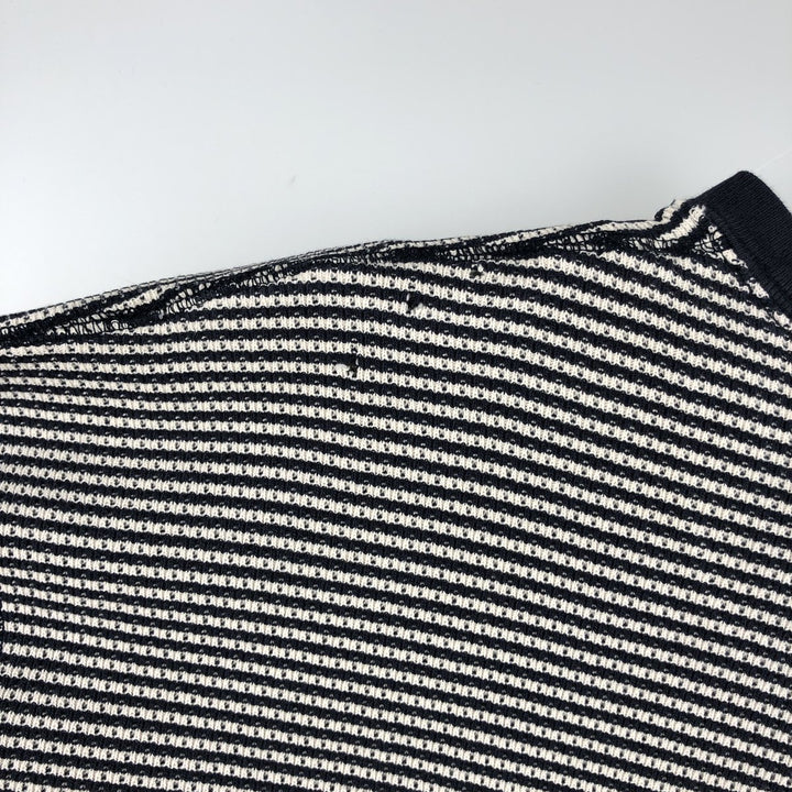Ralph Lauren POLO SPORT Stripe Pattern Thermal Long-Sleeve T-Shirt, Men's Size L (approx.) cotton navy blue type Vintage Second Hand
