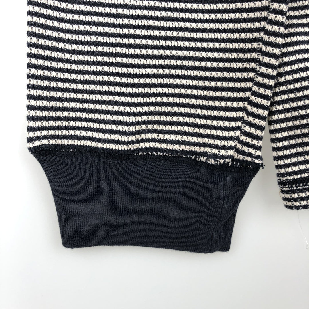 Ralph Lauren POLO SPORT Stripe Pattern Thermal Long-Sleeve T-Shirt, Men's Size L (approx.) cotton navy blue type Vintage Second Hand