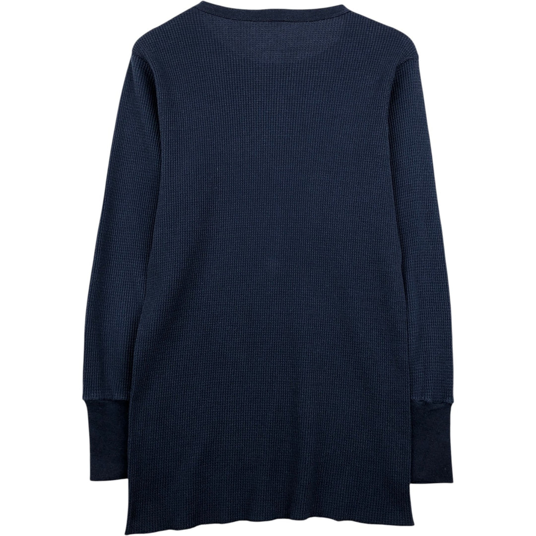 Thermal long-sleeve waffle T-shirt, men's size S equivalent. unclear navy blue type Vintage Second Hand