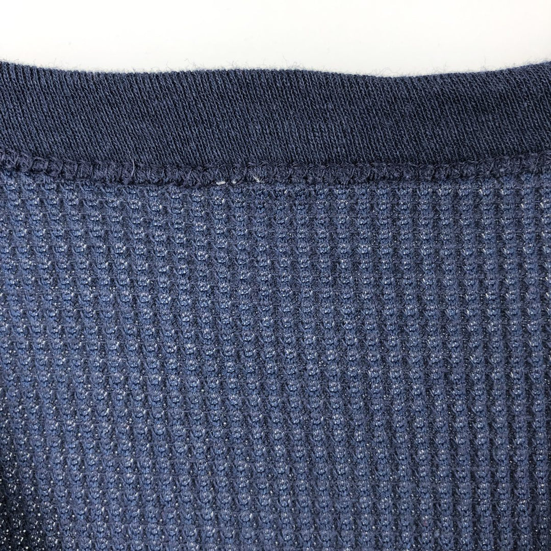 Thermal long-sleeve waffle T-shirt, men's size S equivalent. unclear navy blue type Vintage Second Hand
