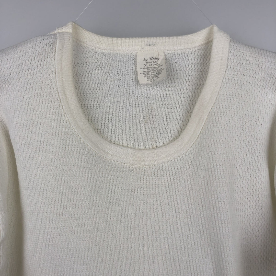 Unity Thermal Long-Sleeve T-Shirt, Made in USA, Men's Size XL polyester pale white type Vintage Second Hand