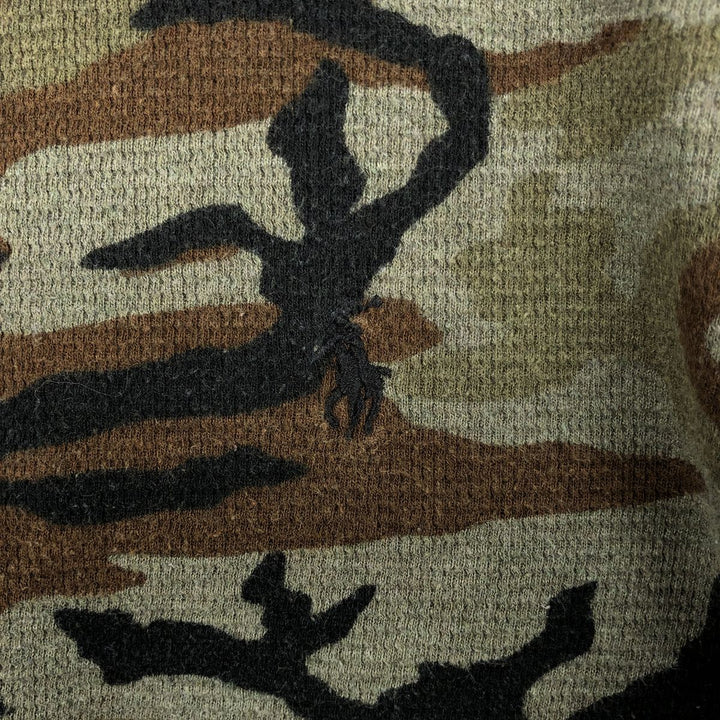 Ralph Lauren POLO RALPH LAUREN Camouflage Pattern Woodland Camo Thermal Long-Sleeve T-Shirt (Waffle Knit) cotton Khaki type Vintage Second Hand
