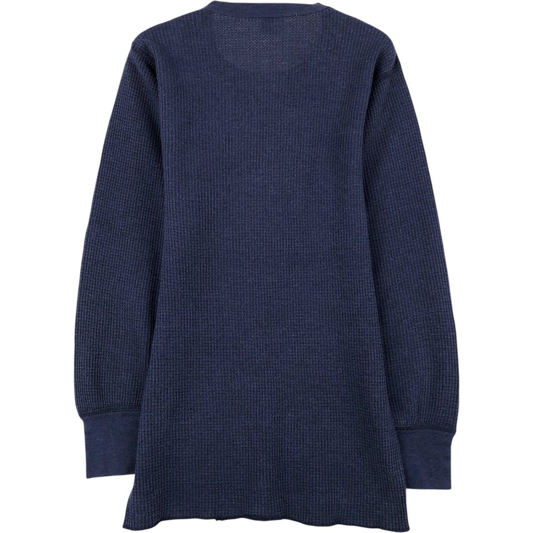 80'S JEMORGAN Thermal Long-Sleeve T-Shirt, Waffle Knit, Made in USA, Men's Size M (Equivalent), Vintage polyester navy blue type Vintage Second Hand