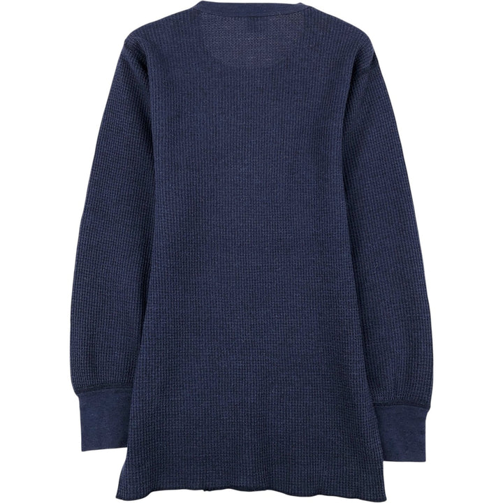 80'S JEMORGAN Thermal Long-Sleeve T-Shirt, Waffle Knit, Made in USA, Men's Size M (Equivalent), Vintage polyester navy blue type Vintage Second Hand