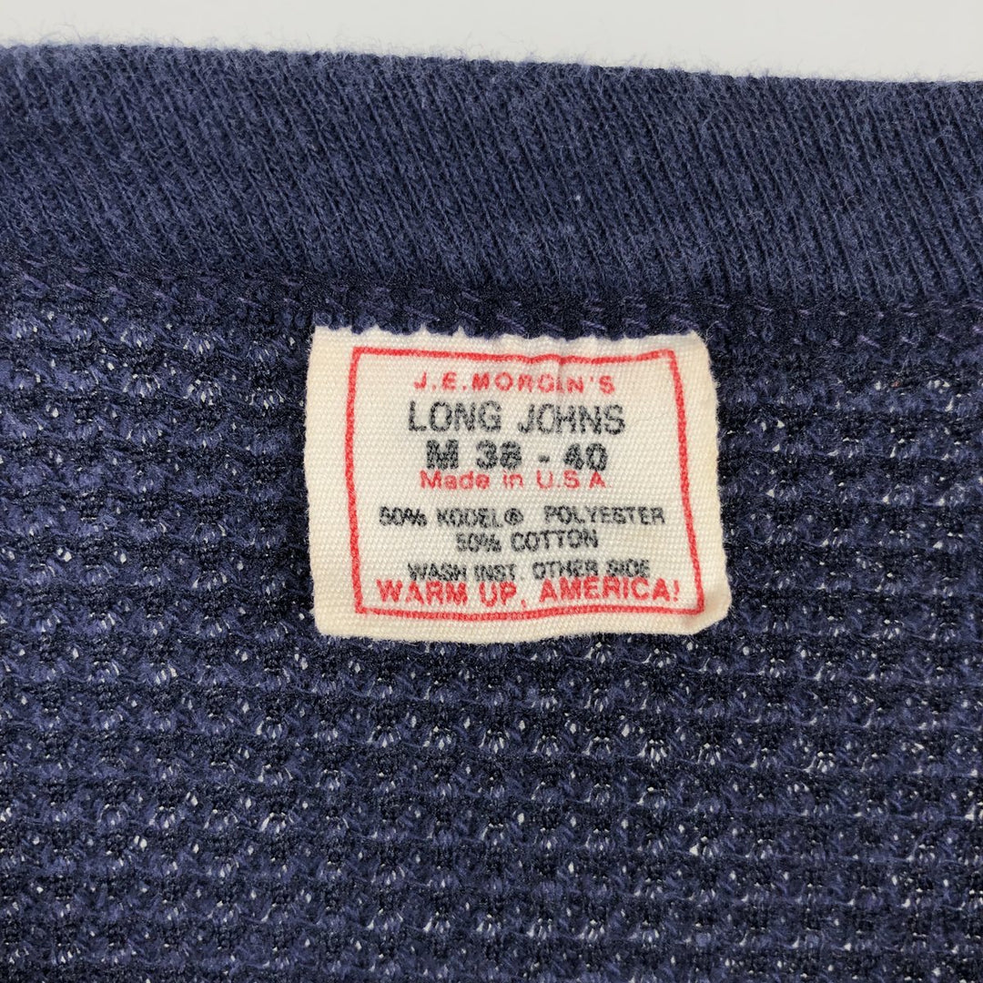 80'S JEMORGAN Thermal Long-Sleeve T-Shirt, Waffle Knit, Made in USA, Men's Size M (Equivalent), Vintage polyester navy blue type Vintage Second Hand