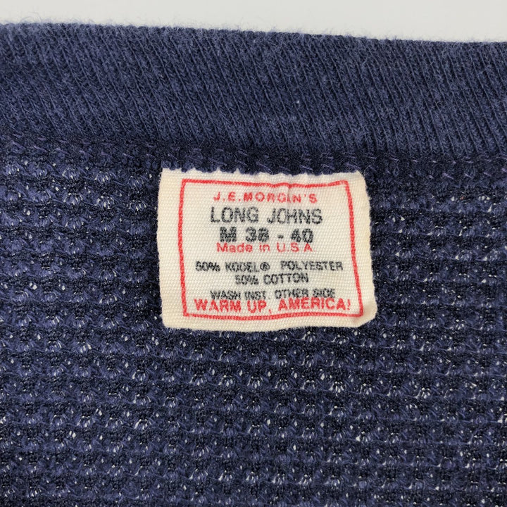 80'S JEMORGAN Thermal Long-Sleeve T-Shirt, Waffle Knit, Made in USA, Men's Size M (Equivalent), Vintage polyester navy blue type Vintage Second Hand
