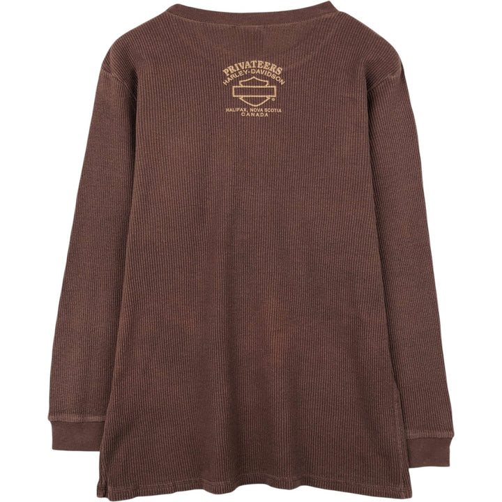 Harley-Davidson Motorcycle Thermal Long-Sleeve T-Shirt, Men's Size M (approx.) unclear brown type Vintage Second Hand