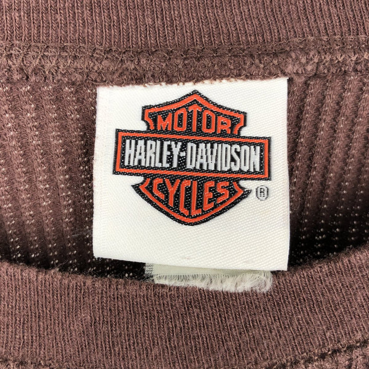 Harley-Davidson Motorcycle Thermal Long-Sleeve T-Shirt, Men's Size M (approx.) unclear brown type Vintage Second Hand