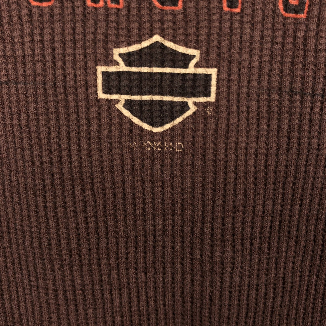 Harley-Davidson Motorcycle Thermal Long-Sleeve T-Shirt, Men's Size M (approx.) unclear brown type Vintage Second Hand