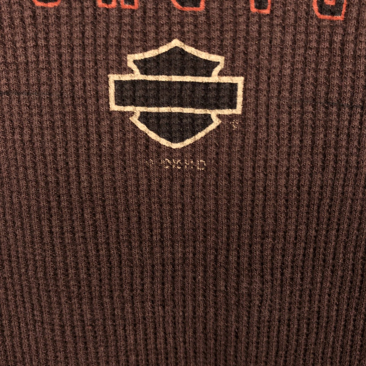 Harley-Davidson Motorcycle Thermal Long-Sleeve T-Shirt, Men's Size M (approx.) unclear brown type Vintage Second Hand