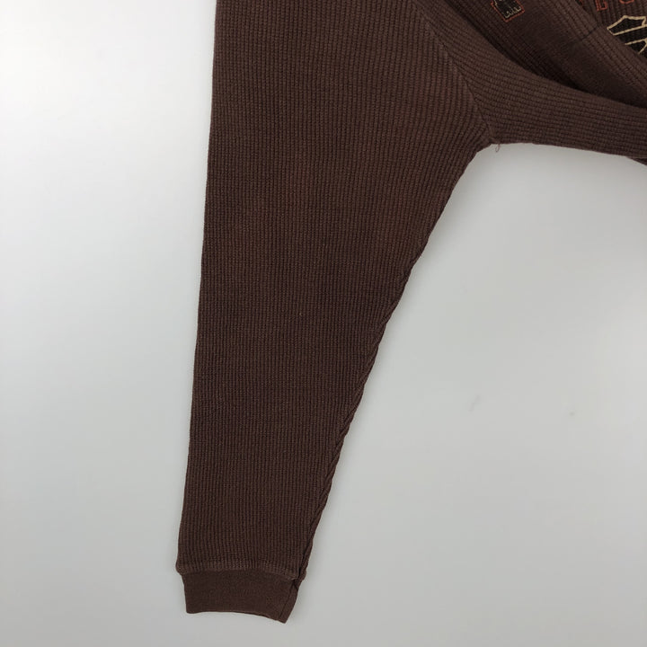 Harley-Davidson Motorcycle Thermal Long-Sleeve T-Shirt, Men's Size M (approx.) unclear brown type Vintage Second Hand
