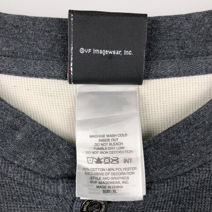 2000'S Harley-Davidson Eagle Pattern Motorcycle Henley Neck Thermal Long-Sleeve T-Shirt, Honeycomb Design, Men's XL (approx.) cotton Charcoal Vintage Second Hand
