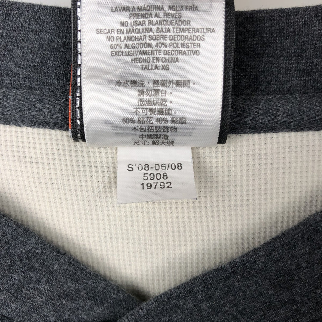 2000'S Harley-Davidson Eagle Pattern Motorcycle Henley Neck Thermal Long-Sleeve T-Shirt, Honeycomb Design, Men's XL (approx.) cotton Charcoal Vintage Second Hand