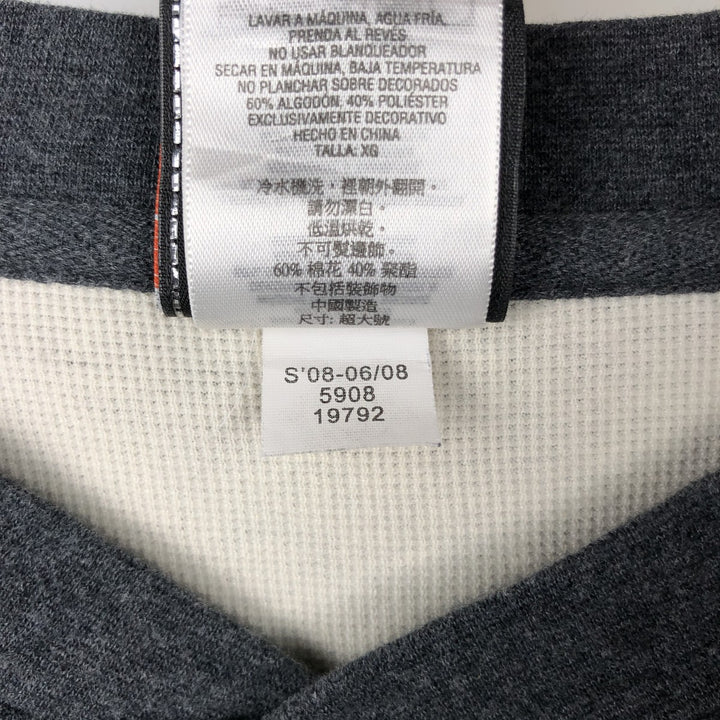 2000'S Harley-Davidson Eagle Pattern Motorcycle Henley Neck Thermal Long-Sleeve T-Shirt, Honeycomb Design, Men's XL (approx.) cotton Charcoal Vintage Second Hand