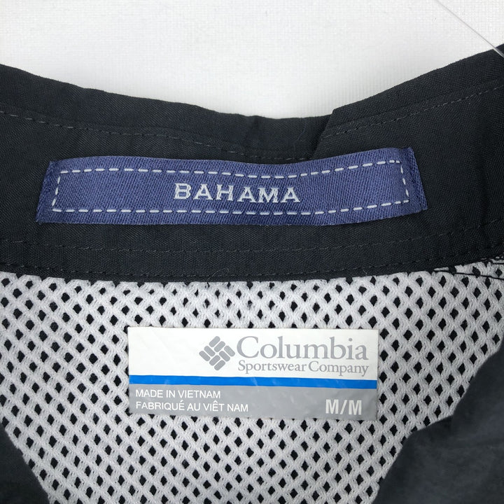 Columbia Bahamas Button-Down Short-Sleeve Fishing Shirt, Men's Size M (approx.) Nylon black type Vintage Second Hand