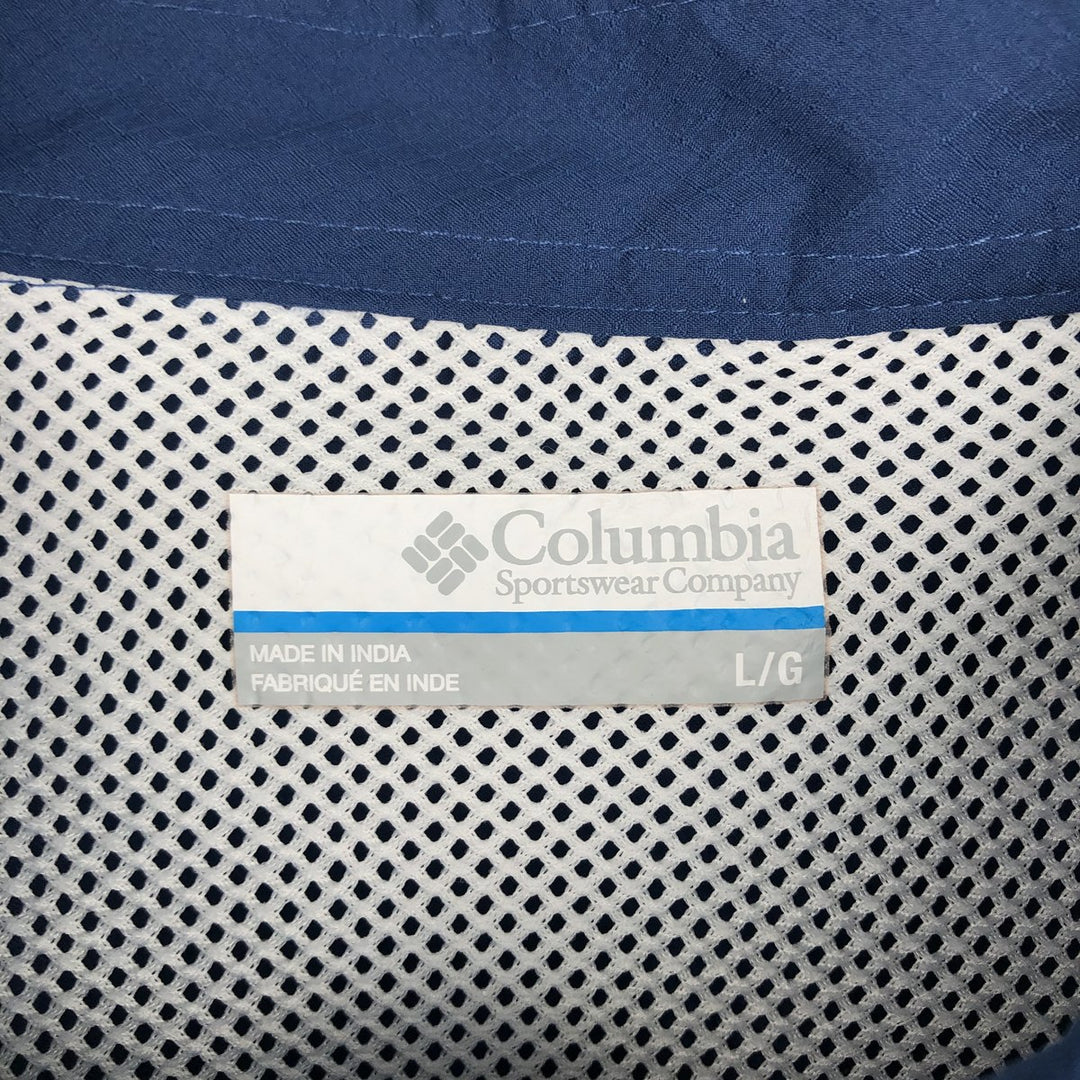 Columbia PFG Open Collar Short Sleeve Fishing Shirt, Box Shirt, Men's Size L (approx.) polyester Navy blue Vintage Second Hand