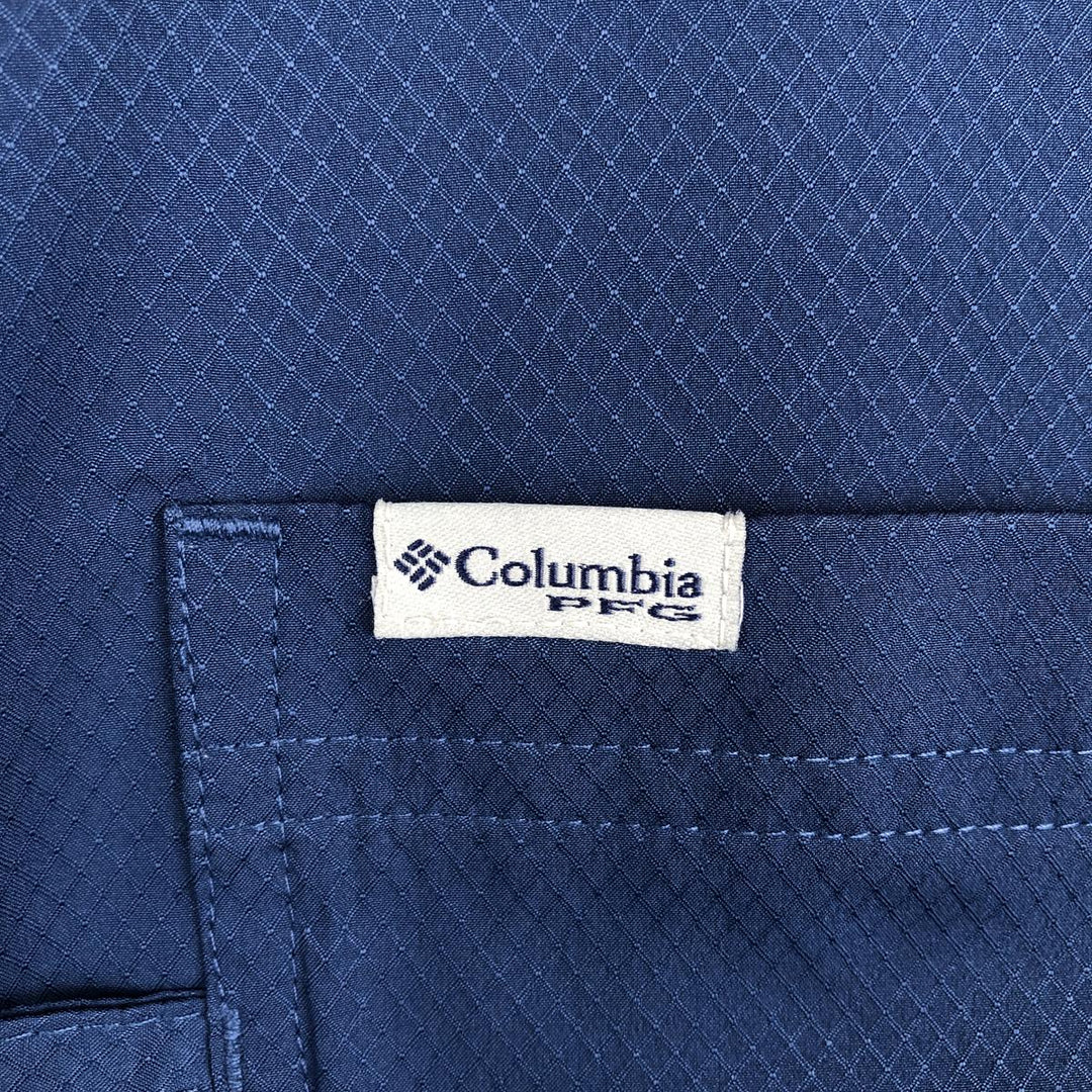 Columbia PFG Open Collar Short Sleeve Fishing Shirt, Box Shirt, Men's Size L (approx.) polyester Navy blue Vintage Second Hand