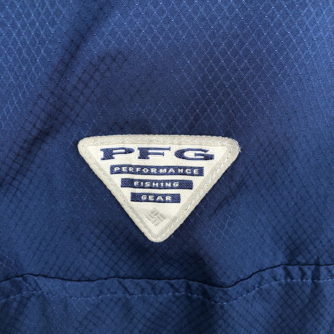 Columbia PFG Open Collar Short Sleeve Fishing Shirt, Box Shirt, Men's Size L (approx.) polyester Navy blue Vintage Second Hand