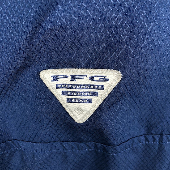 Columbia PFG Open Collar Short Sleeve Fishing Shirt, Box Shirt, Men's Size L (approx.) polyester Navy blue Vintage Second Hand