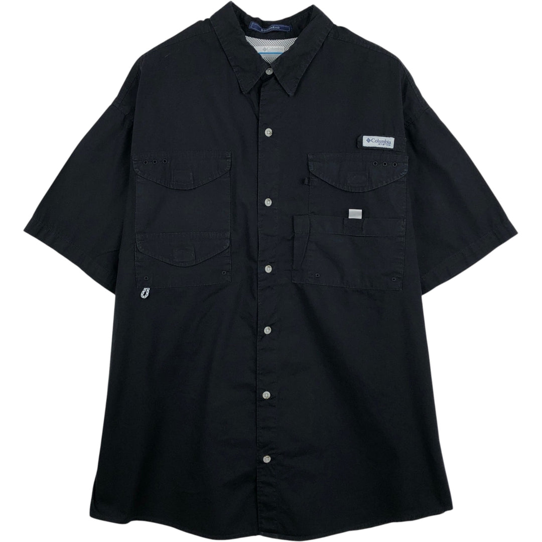 Columbia PFG Short Sleeve Fishing Shirt, Men's Size L cotton black type Vintage Second Hand