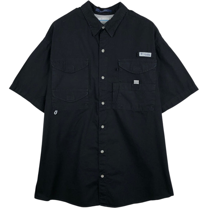 Columbia PFG Short Sleeve Fishing Shirt, Men's Size L cotton black type Vintage Second Hand