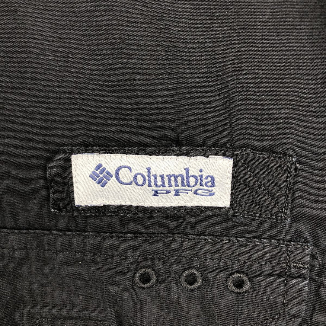 Columbia PFG Short Sleeve Fishing Shirt, Men's Size L cotton black type Vintage Second Hand