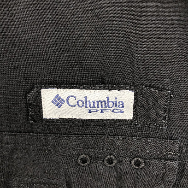 Columbia PFG Short Sleeve Fishing Shirt, Men's Size L cotton black type Vintage Second Hand