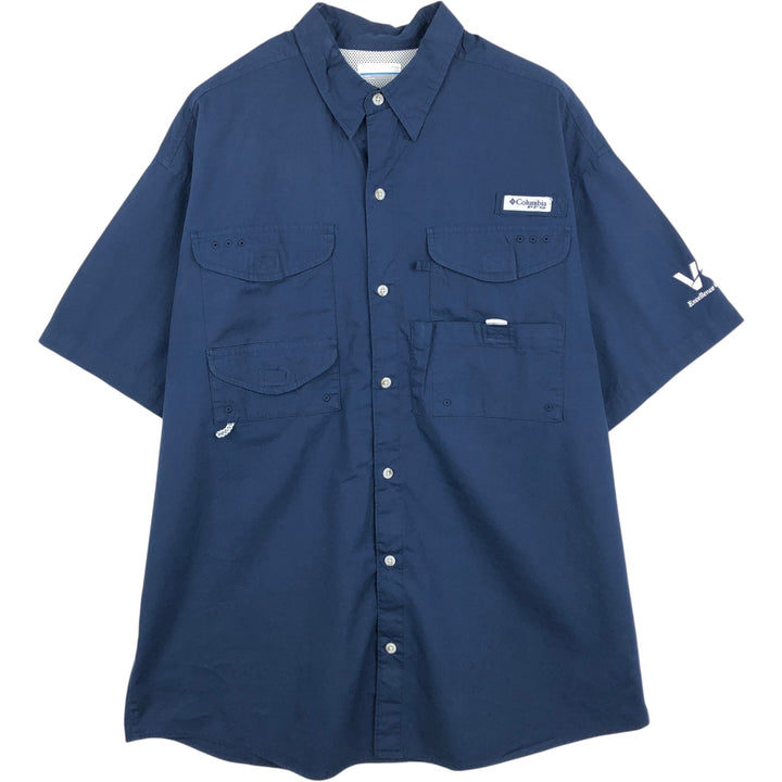 Columbia PFG Short Sleeve Fishing Shirt, Men's Size L cotton navy blue type Vintage Second Hand