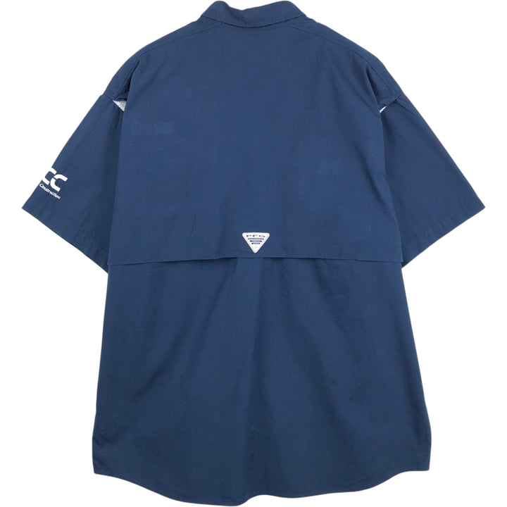Columbia PFG Short Sleeve Fishing Shirt, Men's Size L cotton navy blue type Vintage Second Hand