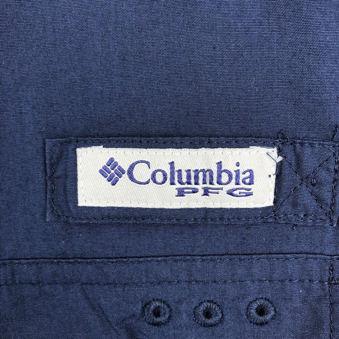 Columbia PFG Short Sleeve Fishing Shirt, Men's Size L cotton navy blue type Vintage Second Hand