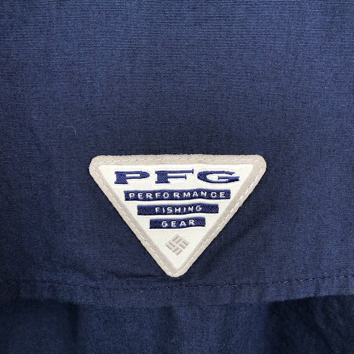 Columbia PFG Short Sleeve Fishing Shirt, Men's Size L cotton navy blue type Vintage Second Hand