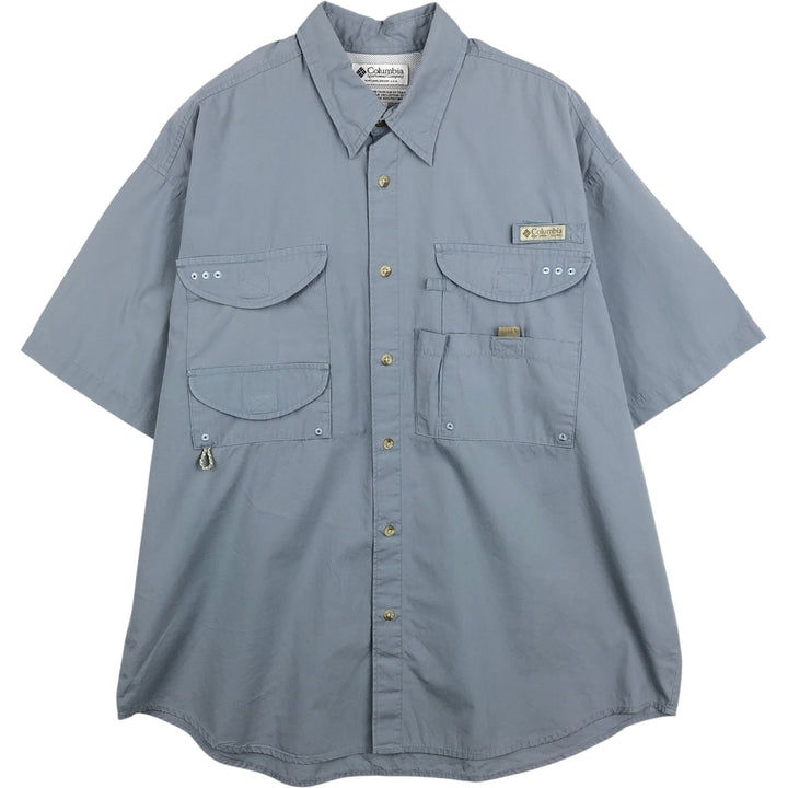 2000'S Columbia Short-Sleeve Fishing Shirt, Men's Size L (approx.) cotton gray type Vintage Second Hand