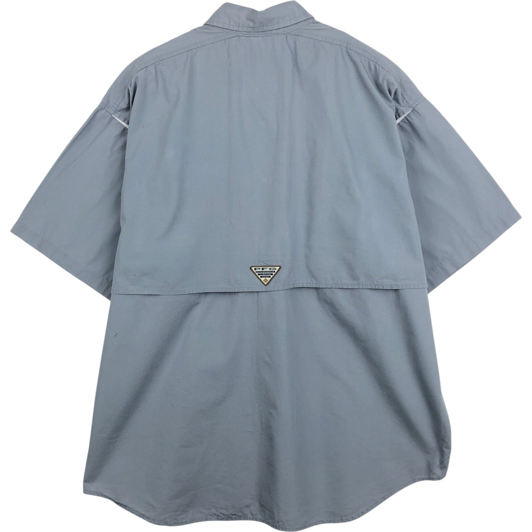2000'S Columbia Short-Sleeve Fishing Shirt, Men's Size L (approx.) cotton gray type Vintage Second Hand
