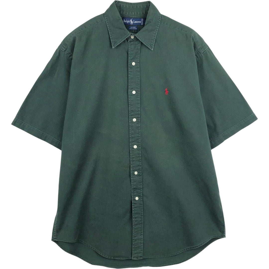 Ralph Lauren BLAIRE Short-Sleeve Cotton Shirt, Men's Size M (approx.) cotton Green type dark green Vintage Second Hand