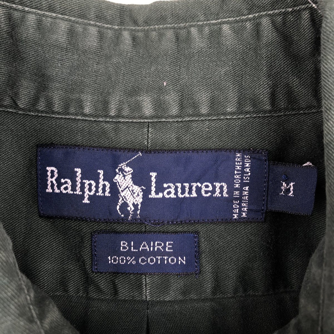Ralph Lauren BLAIRE Short-Sleeve Cotton Shirt, Men's Size M (approx.) cotton Green type dark green Vintage Second Hand