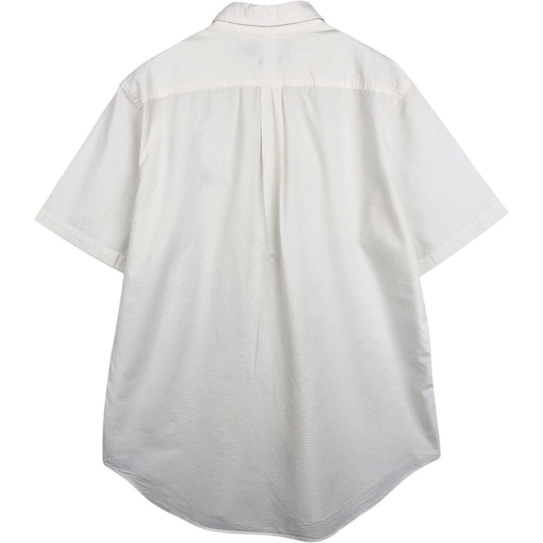 Ralph Lauren Classic Fit Seersucker Short Sleeve Button Down Shirt Men's Size L cotton white type Vintage Second Hand