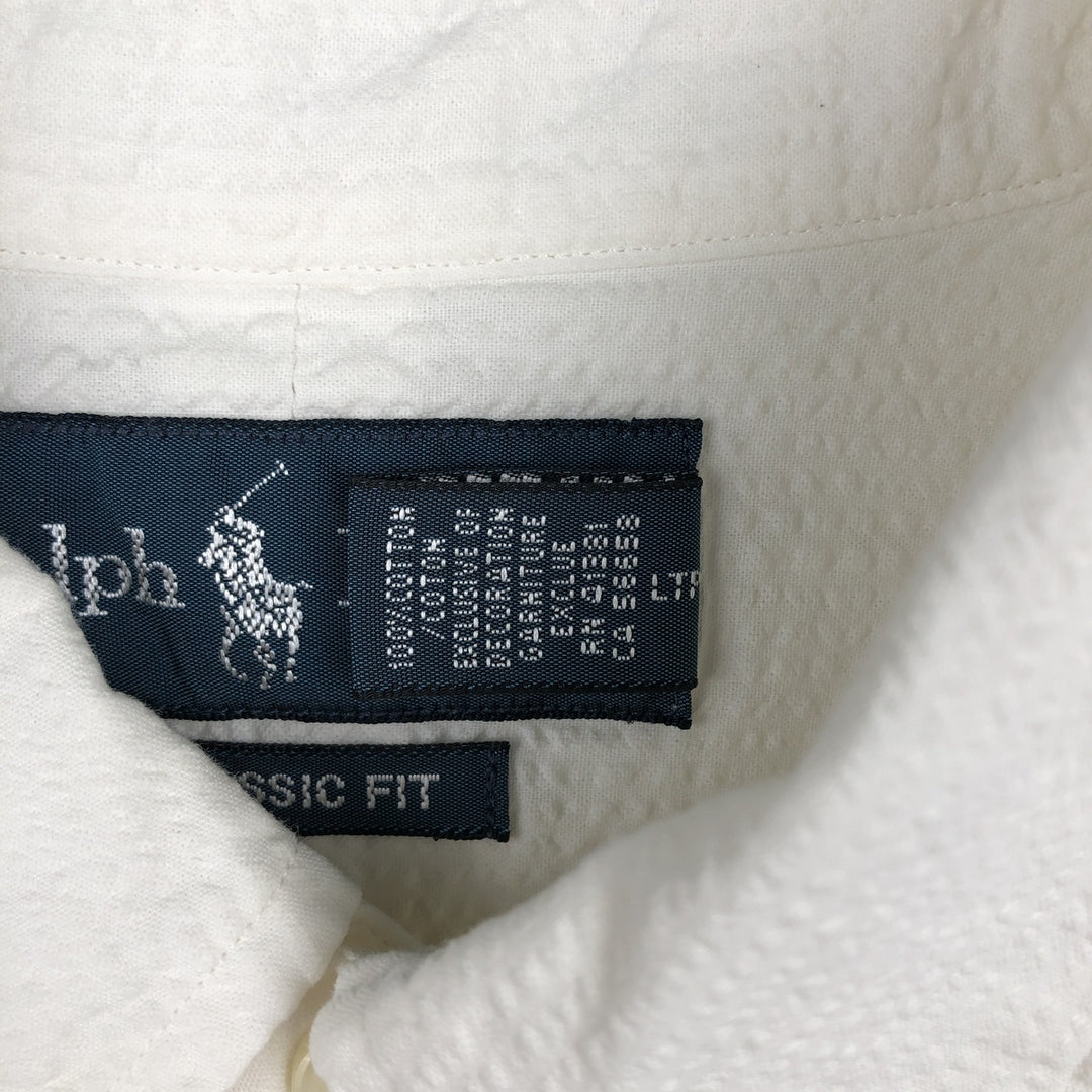 Ralph Lauren Classic Fit Seersucker Short Sleeve Button Down Shirt Men's Size L cotton white type Vintage Second Hand